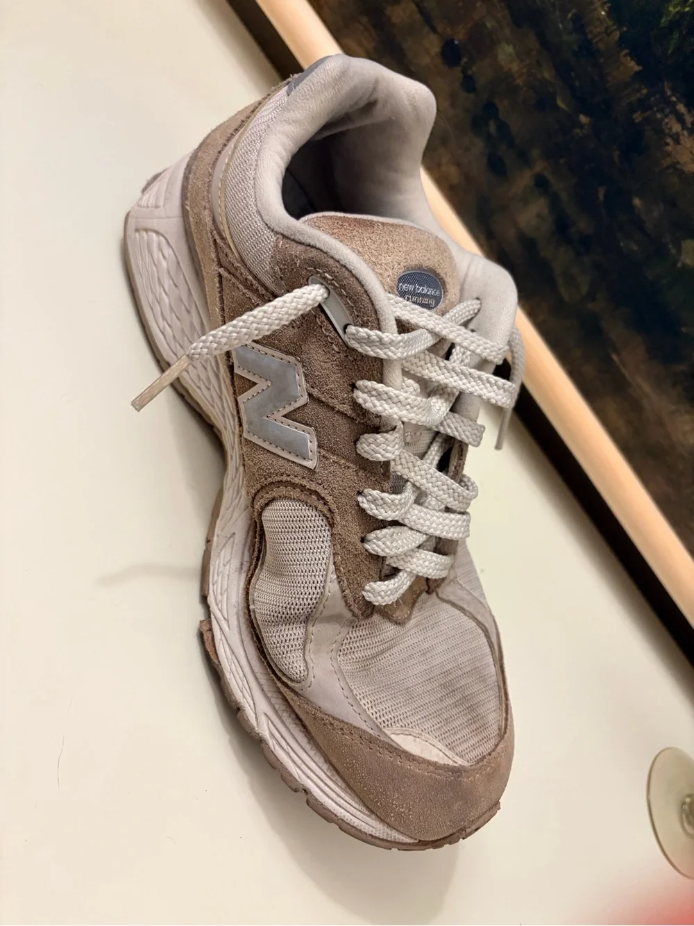 New Balance Women's Taupe Suede & Mesh Sneakers